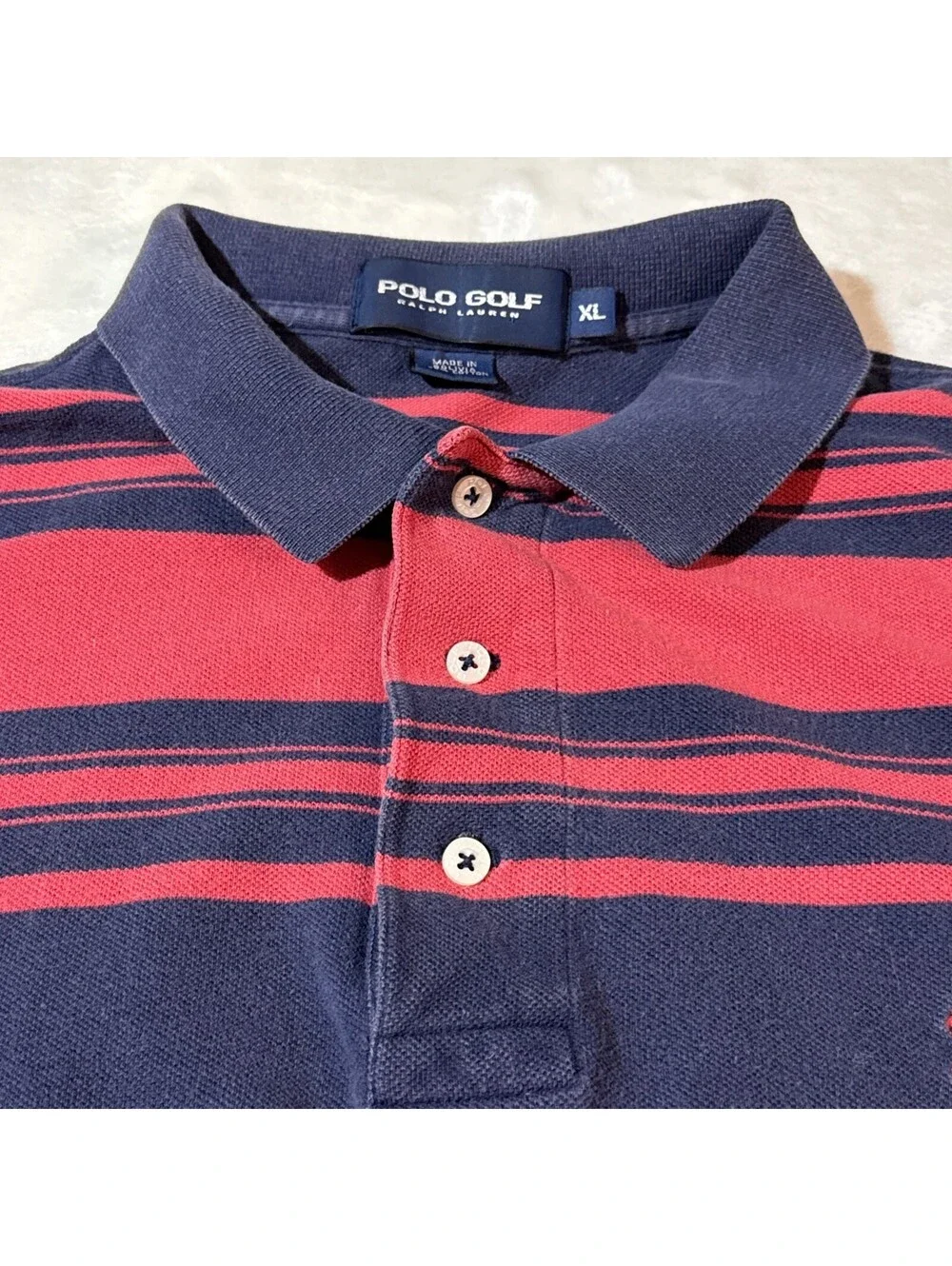 Polo Golf Ralph Lauren Red Striped Polo Shirt Men’s XLarge 100% Cotton